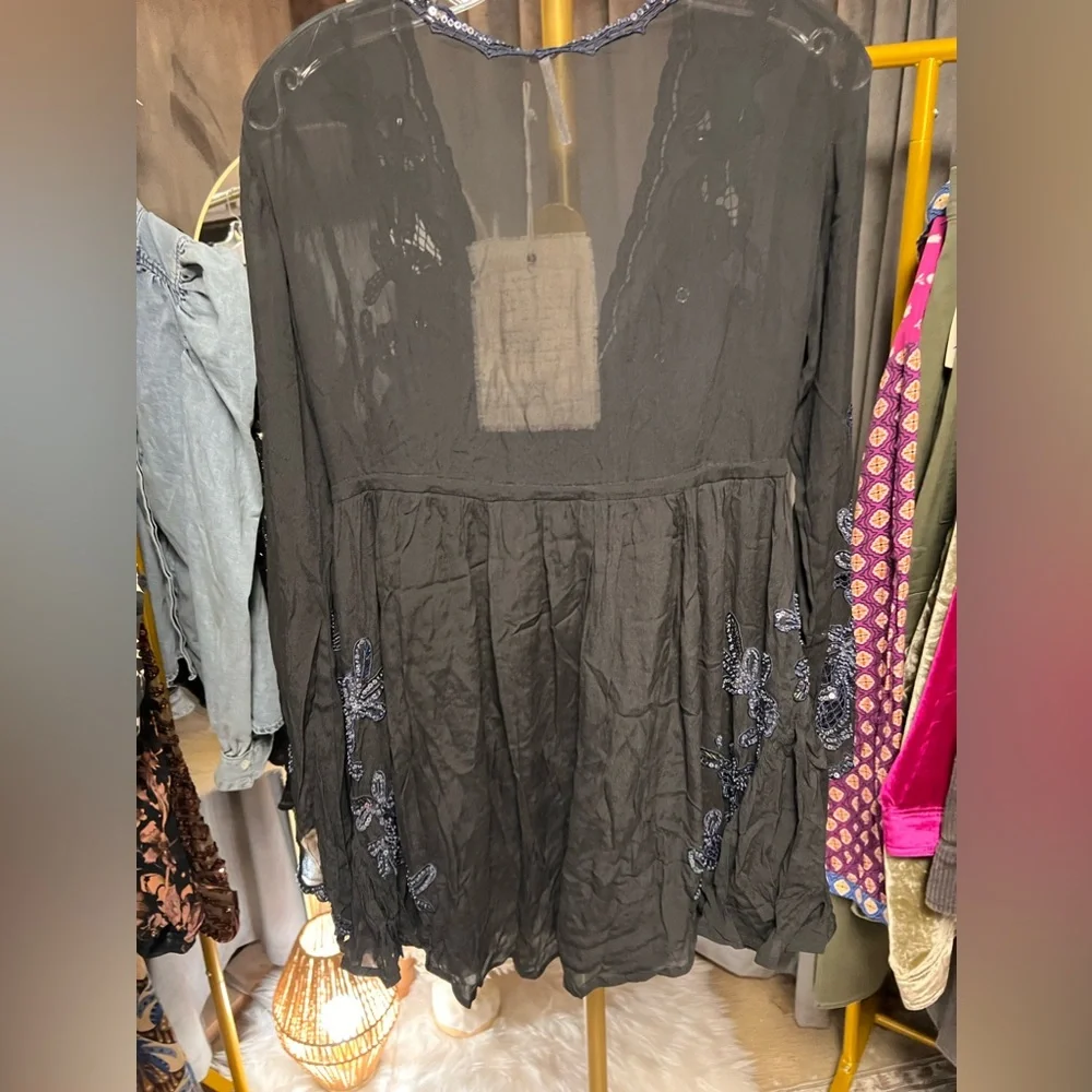 Free People Lita Embellished Mini Dress in black - Picture 10 of 12